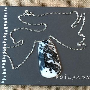Silpada Black White Pendant Sterling Long Necklace